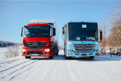 Електричні Mercedes-Benz Actros та Econic успішно пройшли зимові випробування